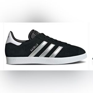 Adidas Gazelle Black with Silver Stripes I. Size 8.5